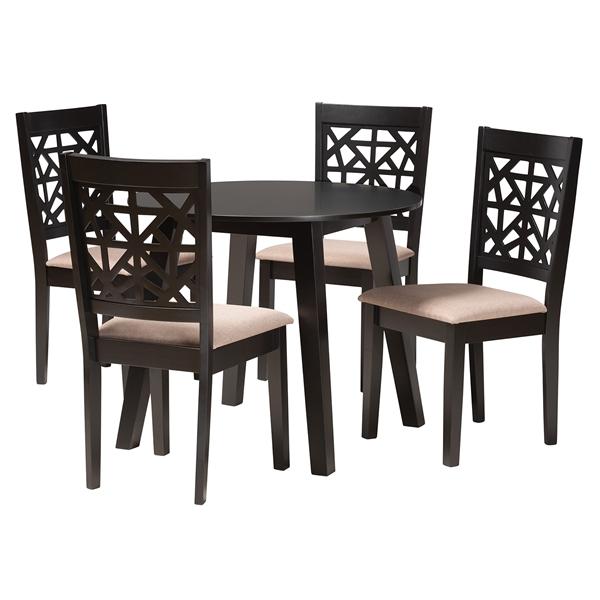 baxton studio Baxton Studio Aiden Modern Beige Fabric and Dark Brown Finished Wood 5-Piece Dining Set