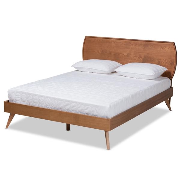 baxton studio Baxton Studio Aimi Mid-Century Modern Walnut Brown Finished Wood King Size Platform Bed