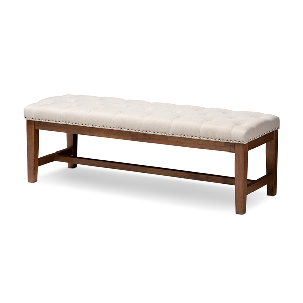 baxton studio Baxton Studio Ainsley Modern and Contemporary Light Beige Fabric Upholstered Walnut Finished Solid Rubberwood Bench