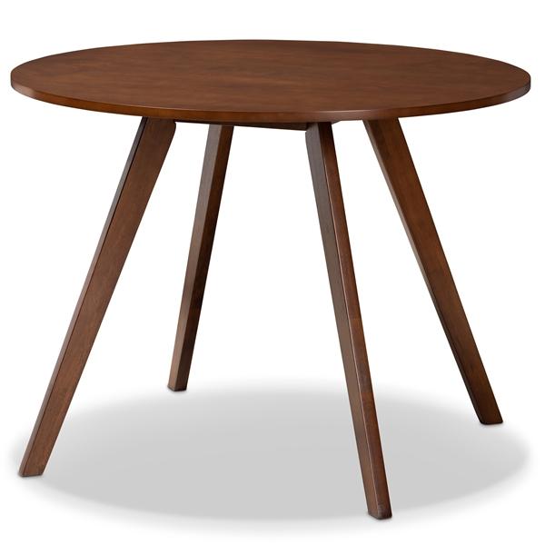 baxton studio Baxton Studio Alana Mid-Century Modern Transitional Walnut Brown Finished Round Wood Dining Table