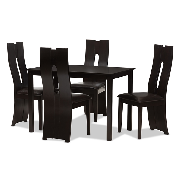 baxton studio Baxton Studio Alani Modern and Contemporary Dark Brown Faux Leather Upholstered 5-Piece Dining Set