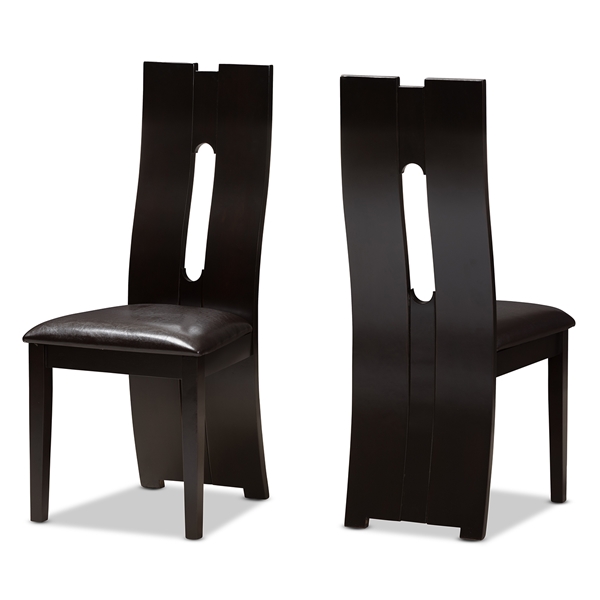 baxton studio Baxton Studio Alani Modern and Contemporary Dark Brown Faux Leather Upholstered Dining Chair Set of 2