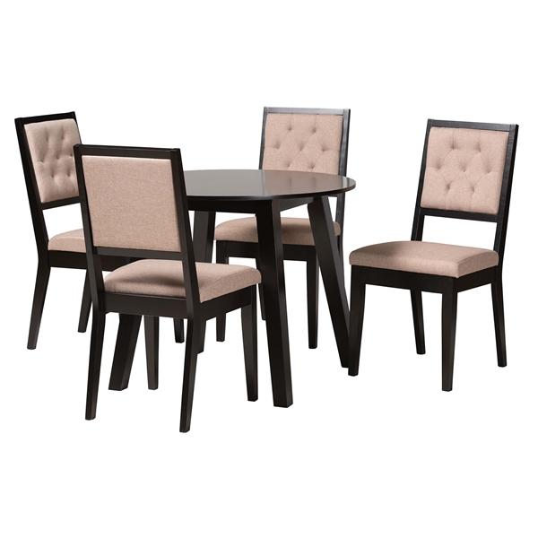 baxton studio Baxton Studio Alani Modern Beige Fabric and Dark Brown Finished Wood 5-Piece Dining Set