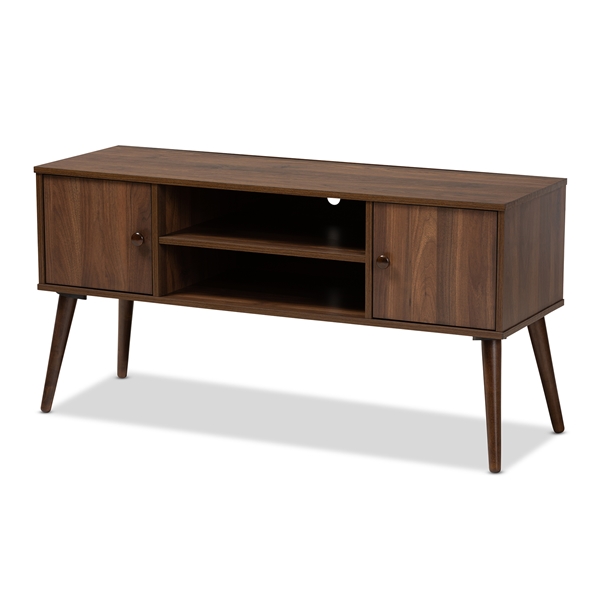 baxton studio Baxton Studio Alard Mid-Century Modern Walnut Brown Finished 2-Door Wood TV Stand