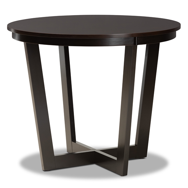 baxton studio Baxton Studio Alayna Modern and Contemporary Dark Brown Finished 35-Inch-Wide Round Wood Dining Table
