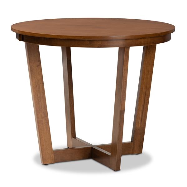 baxton studio Baxton Studio Alayna Modern and Contemporary Walnut Brown Finished 35-Inch-Wide Round Wood Dining Table
