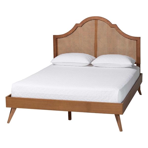 baxton studio Baxton Studio Alecia Mid-Century Ash Walnut Wood Queen Size Platform Bed