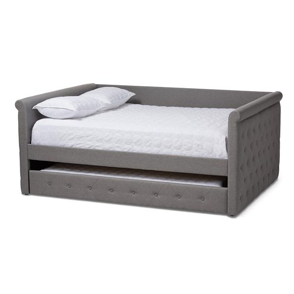 baxton studio Baxton Studio Alena Modern and Contemporary Grey Fabric Upholstered Queen Size Daybed with Trundle