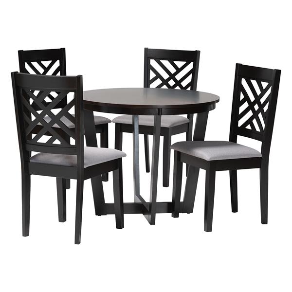 baxton studio Baxton Studio Alena Modern Grey Fabric and Dark Brown Finished Wood 5-Piece Dining Set