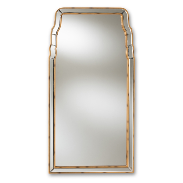 baxton studio Baxton Studio Alice Modern and Contemporary Queen Anne Style Antique Gold Finished Accent Wall Mirror
