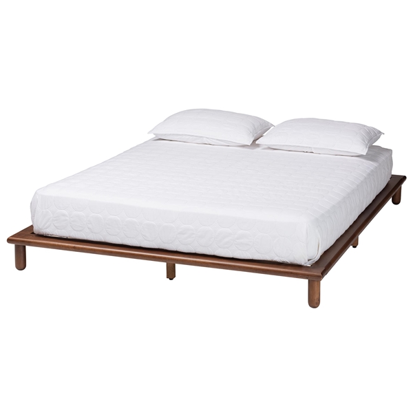 baxton studio Baxton Studio Alivia Mid-Century Modern Walnut Brown Finished Wood King Size Bed Frame