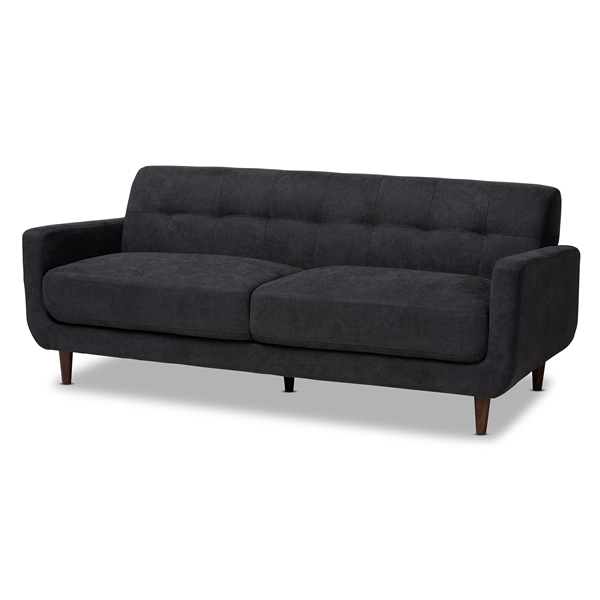 baxton studio Baxton Studio Allister Mid-Century Modern Dark Grey Fabric Upholstered Sofa