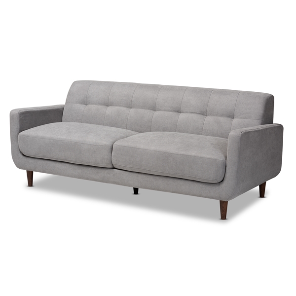 baxton studio Baxton Studio Allister Mid-Century Modern Light Grey Fabric Upholstered Sofa