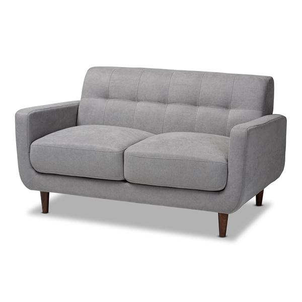 baxton studio Baxton Studio Allister Mid-Century Modern Light Grey Fabric Upholstered Loveseat