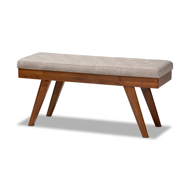 baxton studio Baxton Studio Alona Mid-Century Modern Light Grey Fabric Upholstered Wood Dining Bench