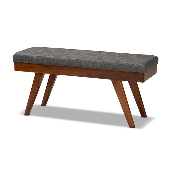 baxton studio Baxton Studio Alona Mid-Century Modern Medium Grey Fabric Upholstered Wood Dining Bench