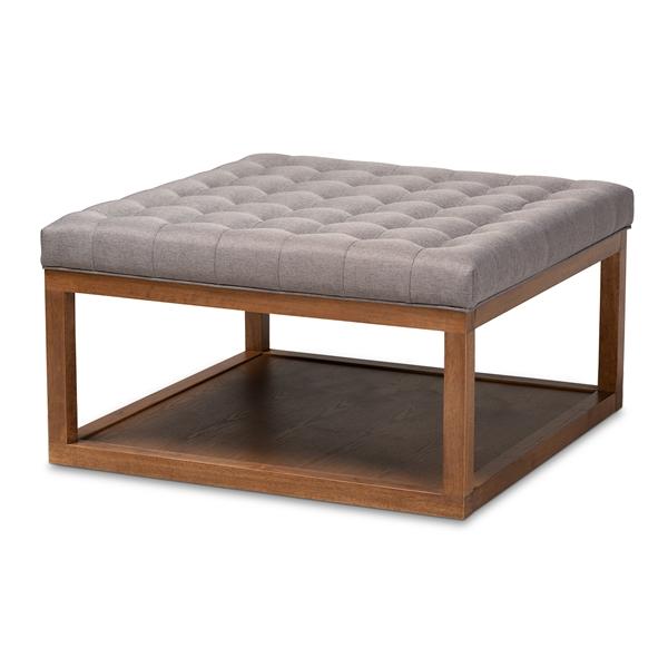 baxton studio Baxton Studio Alvere Modern and Contemporary Grey Fabric Upholstered Walnut Finished Cocktail Ottoman