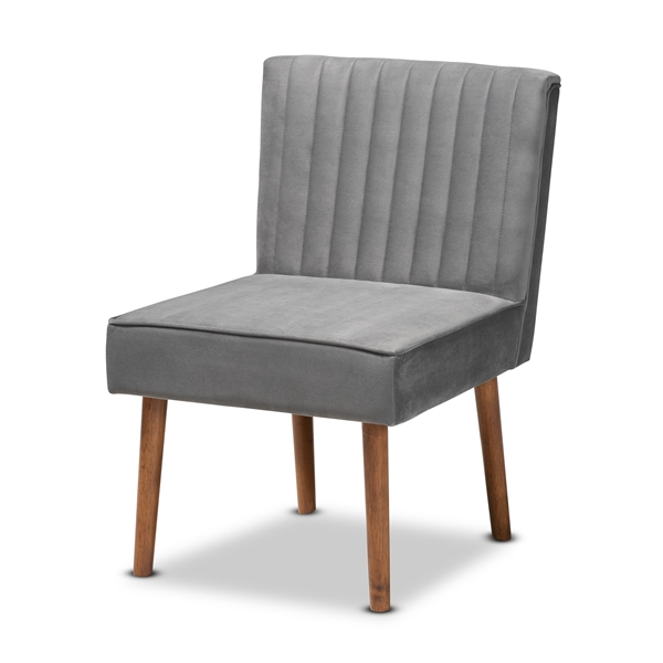 baxton studio Baxton Studio Alvis Mid-Century Modern Grey Velvet Upholstered and Walnut Brown Finished Wood Dining Chair