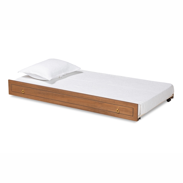 baxton studio Baxton Studio Alya Classic Traditional Farmhouse Walnut Brown Finished Wood Twin Size Trundle