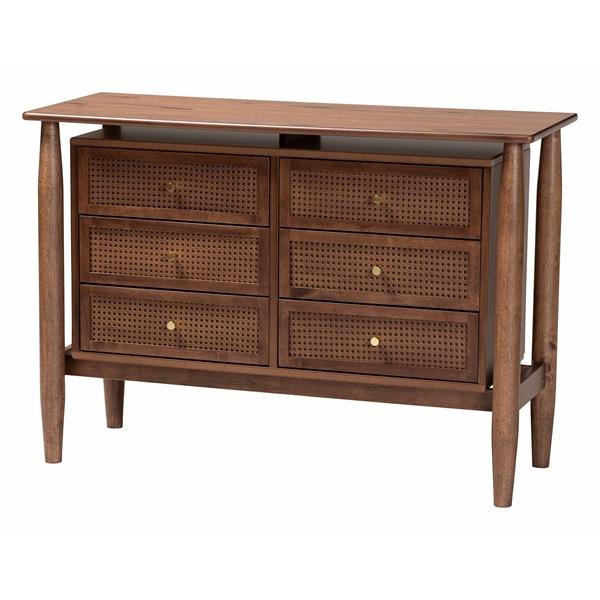 baxton studio Baxton Studio Alyssa Japandi Walnut Brown Wood 6-Drawer Dresser