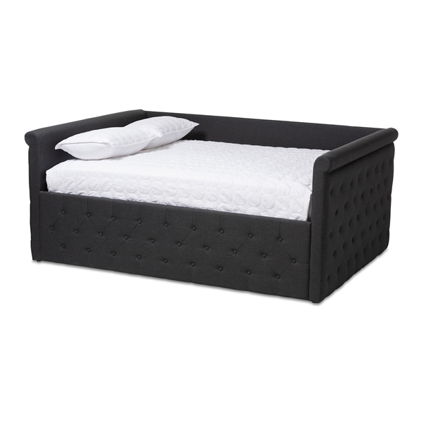 baxton studio Baxton Studio Amaya Modern and Contemporary Dark Grey Fabric Upholstered Queen Size Daybed
