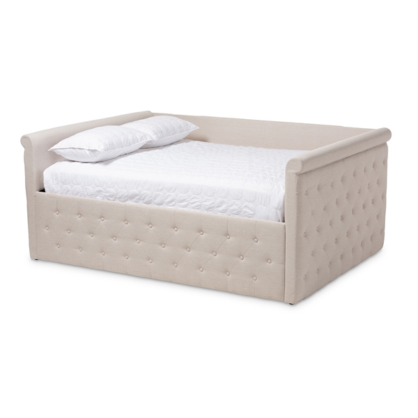 baxton studio Baxton Studio Amaya Modern and Contemporary Light Beige Fabric Upholstered Queen Size Daybed