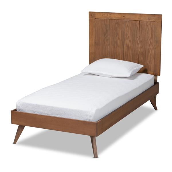baxton studio Baxton Studio Amira Mid-Century Modern Transitional Ash Walnut Finished Wood Twin Size Platform Bed