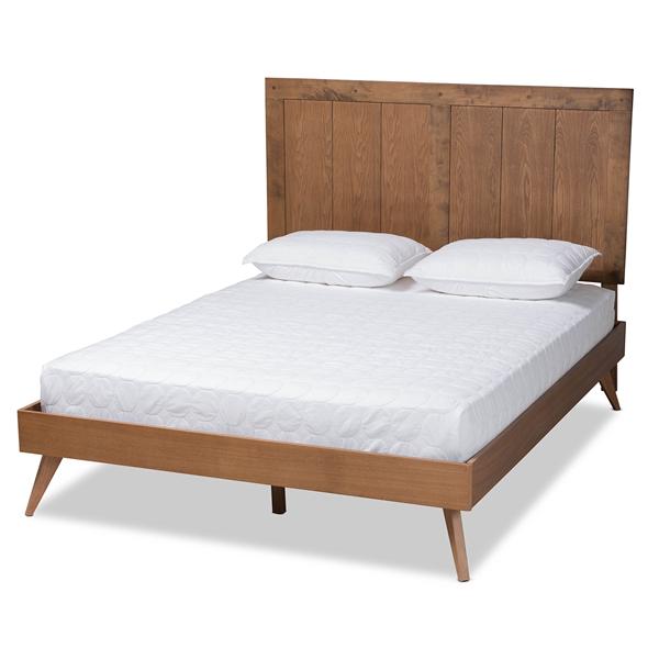 baxton studio Baxton Studio Amira Mid-Century Modern Transitional Ash Walnut Finished Wood King Size Platform Bed