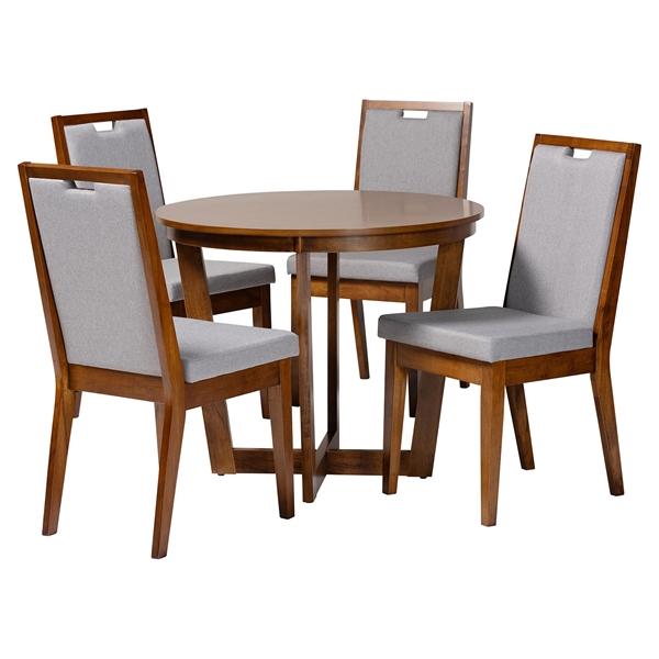 baxton studio Baxton Studio Ana Modern Grey and Walnut Brown Wood 5-Piece Dining Set