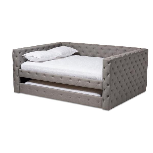 baxton studio Baxton Studio Anabella Modern and Contemporary Grey Fabric Upholstered Queen Size Daybed with Trundle