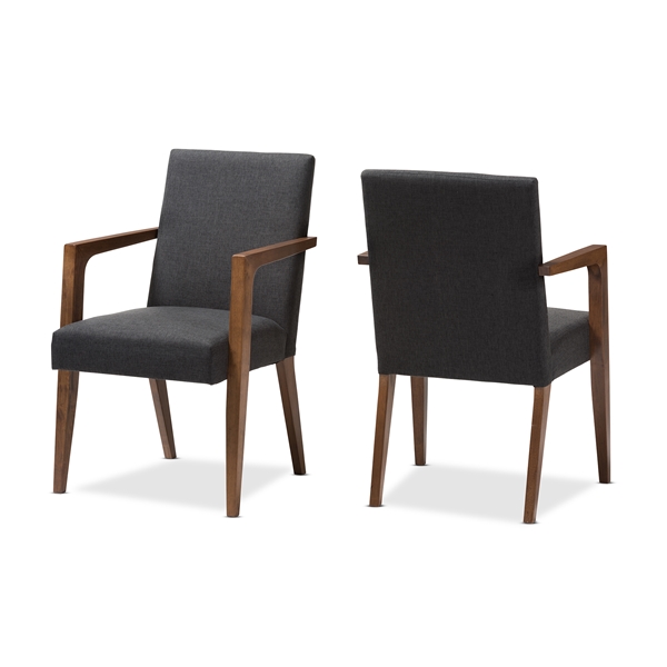 baxton studio Baxton Studio Andrea Mid-Century Modern Dark Grey Upholstered Wooden 2-Piece Lounge Set