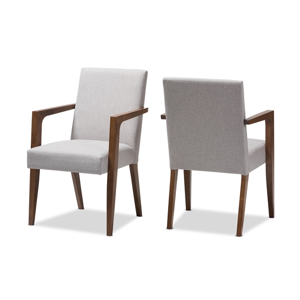 baxton studio Baxton Studio Andrea Mid-Century Modern Greyish Beige Upholstered Wooden 2-Piece Lounge Chair Set