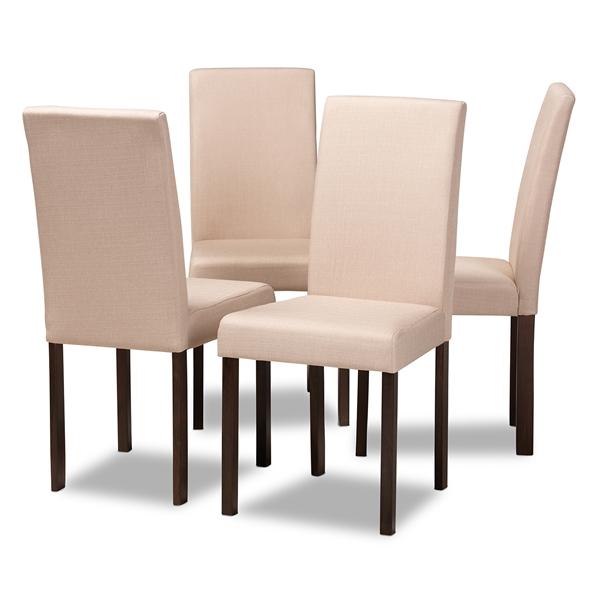 baxton studio Baxton Studio Andrew Contemporary Espresso Wood Beige Fabric Dining Chairs (Set of 4)