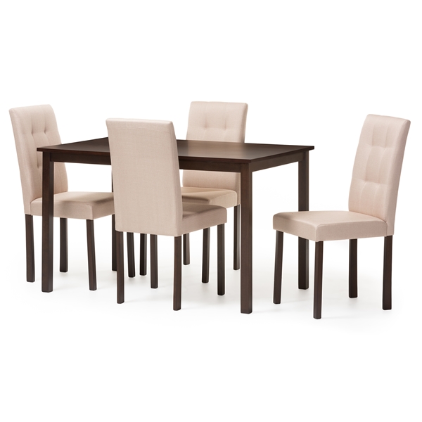 baxton studio Baxton Studio Andrew Modern and Contemporary 5-Piece Beige Fabric Upholstered Grid-tufting Dining Set