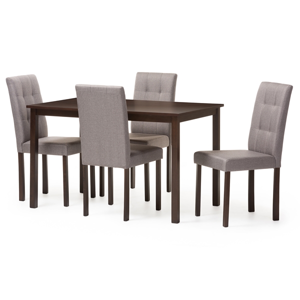 baxton studio Baxton Studio Andrew Modern and Contemporary 5-Piece Grey Fabric Upholstered Grid-tufting Dining Set