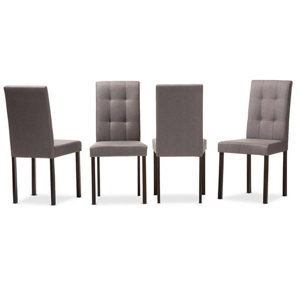 baxton studio Baxton Studio Andrew Modern and Contemporary Grey Fabric Upholstered Grid-tufting Dining Chair