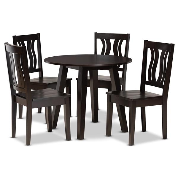 baxton studio Baxton Studio Anesa Modern and Contemporary Transitional Dark Brown Finished Wood 5-Piece Dining Set