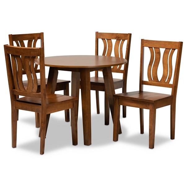 baxton studio Baxton Studio Anesa Modern and Contemporary Transitional Walnut Brown Finished Wood 5-Piece Dining Set
