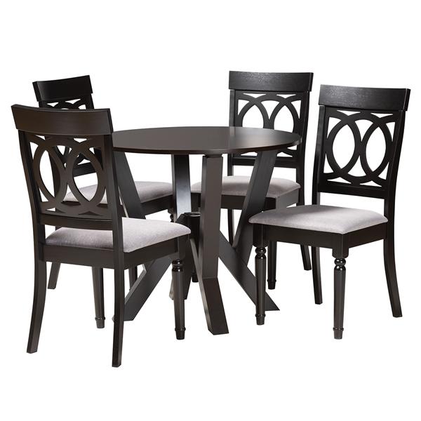 baxton studio Baxton Studio Angie Modern Grey Fabric and Dark Brown Finished Wood 5-Piece Dining Set