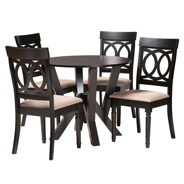 baxton studio Baxton Studio Angie Modern Sand Fabric and Dark Brown Finished Wood 5-Piece Dining Set