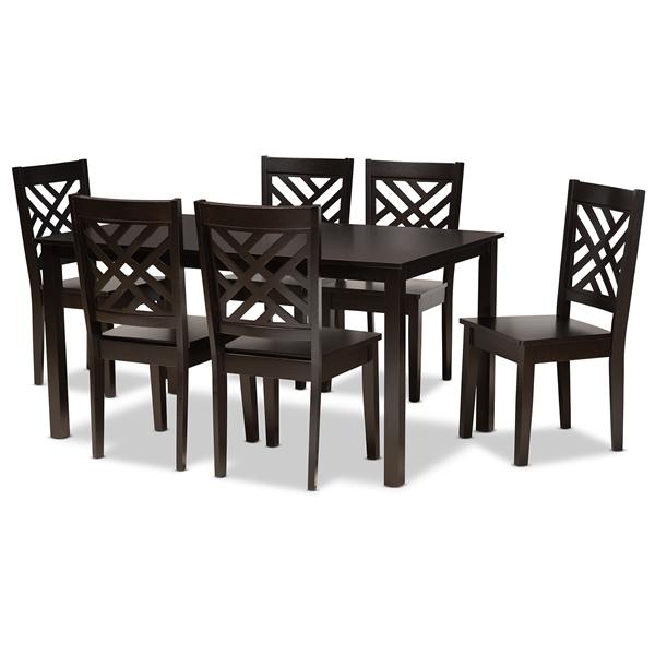 baxton studio Baxton Studio Ani Modern and Contemporary Dark Brown Finished Wood 7-Piece Dining Set