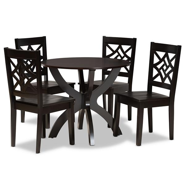 baxton studio Baxton Studio Anila Modern and Contemporary Dark Brown Finished Wood 5-Piece Dining Set