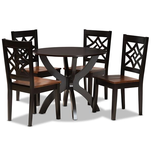 baxton studio Baxton Studio Anila Modern and Contemporary Two-Tone Dark Brown and Walnut Brown Finished Wood 5-Piece Dining Set