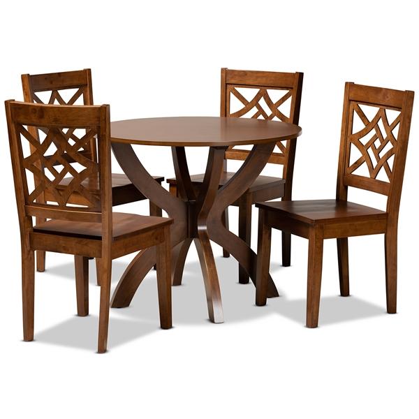 baxton studio Baxton Studio Anila Modern and Contemporary Walnut Brown Finished Wood 5-Piece Dining Set