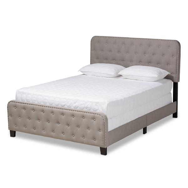 baxton studio Baxton Studio Annalisa Modern Transitional Grey Fabric Upholstered Button Tufted King Size Panel Bed