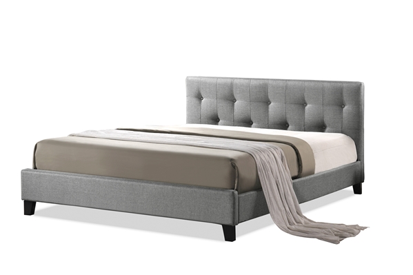 baxton studio Baxton Studio Annette Gray Linen Modern Bed with Upholstered Headboard - Full Size
