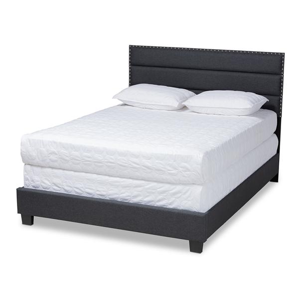 baxton studio Baxton Studio Ansa Modern and Contemporary Dark Grey Fabric Upholstered Queen Size Bed