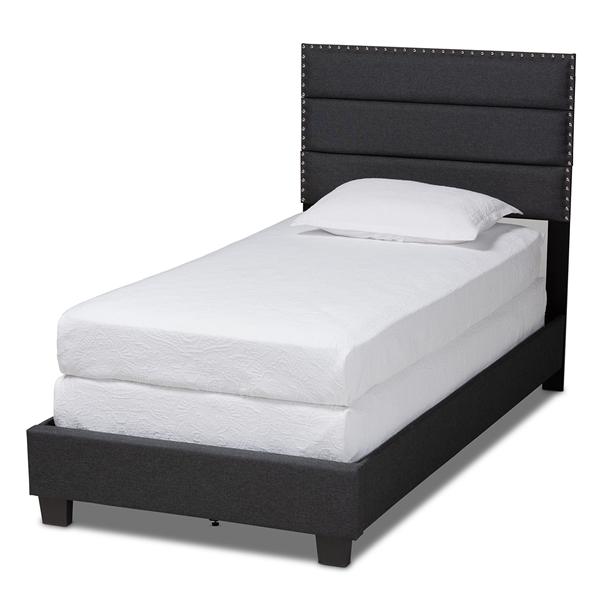 baxton studio Baxton Studio Ansa Modern and Contemporary Dark Grey Fabric Upholstered Twin Size Bed