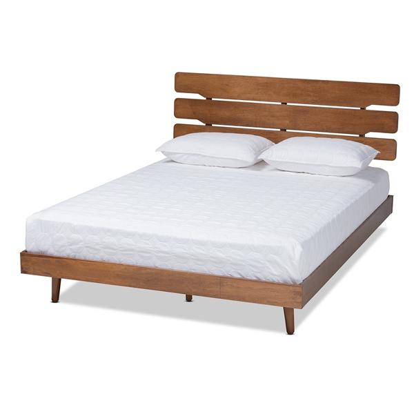 baxton studio Baxton Studio Anzia Mid-Century Modern Walnut Finished Wood Queen Size Platform bed