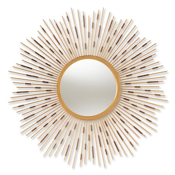 baxton studio Baxton Studio Apollonia Modern and Contemporary Gold Finished Sunburst Accent Wall Mirror